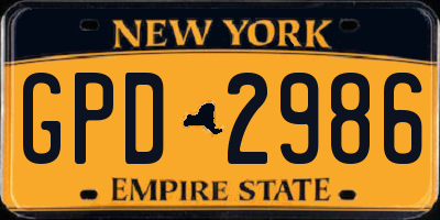 NY license plate GPD2986