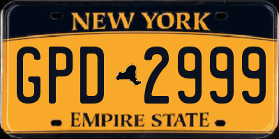 NY license plate GPD2999