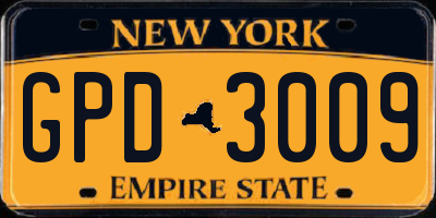 NY license plate GPD3009