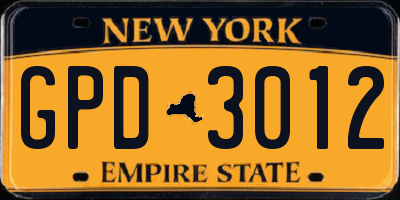 NY license plate GPD3012