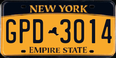 NY license plate GPD3014