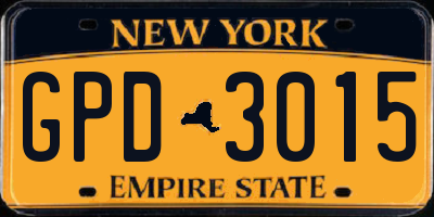 NY license plate GPD3015