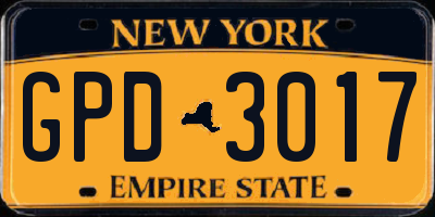 NY license plate GPD3017