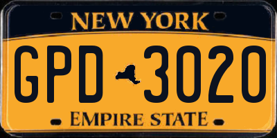 NY license plate GPD3020