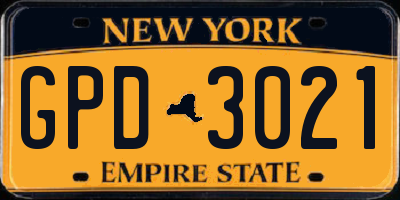 NY license plate GPD3021
