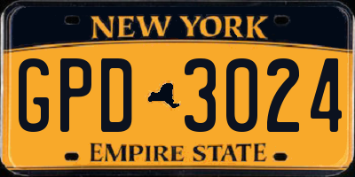 NY license plate GPD3024