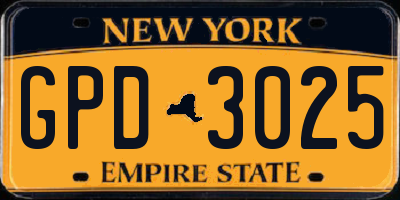 NY license plate GPD3025