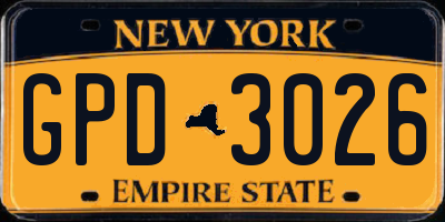NY license plate GPD3026