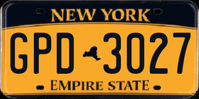 NY license plate GPD3027