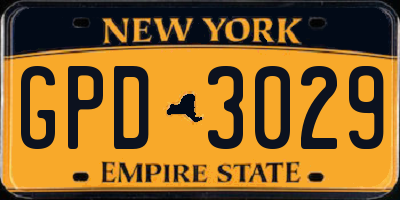 NY license plate GPD3029
