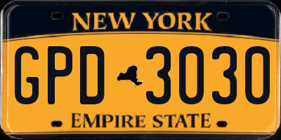 NY license plate GPD3030