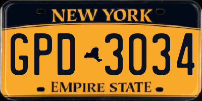 NY license plate GPD3034