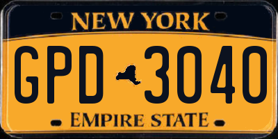NY license plate GPD3040