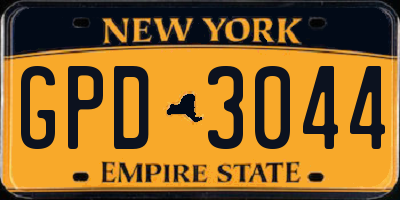 NY license plate GPD3044