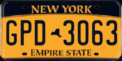 NY license plate GPD3063