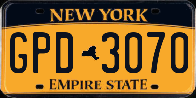 NY license plate GPD3070