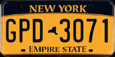 NY license plate GPD3071