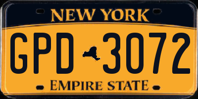 NY license plate GPD3072