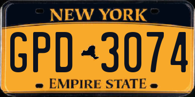 NY license plate GPD3074