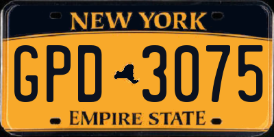 NY license plate GPD3075