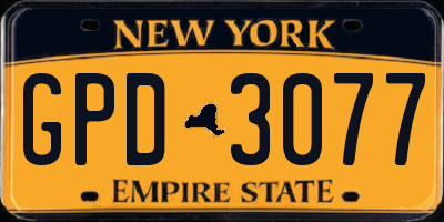 NY license plate GPD3077