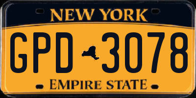 NY license plate GPD3078