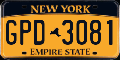 NY license plate GPD3081