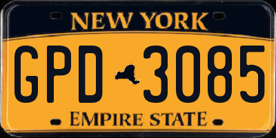 NY license plate GPD3085
