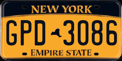 NY license plate GPD3086