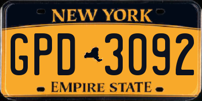 NY license plate GPD3092