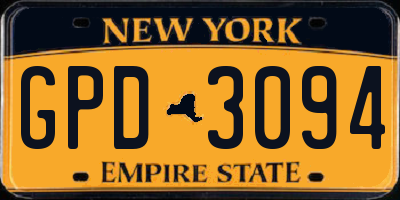 NY license plate GPD3094