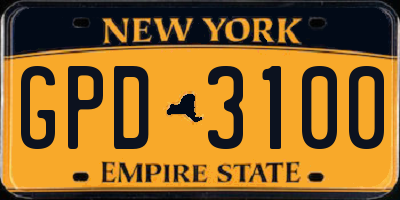 NY license plate GPD3100