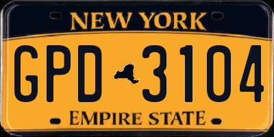 NY license plate GPD3104