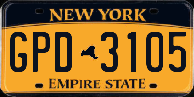 NY license plate GPD3105