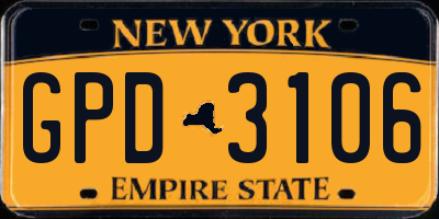 NY license plate GPD3106