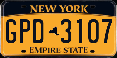 NY license plate GPD3107