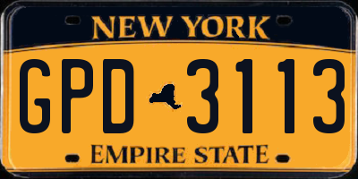 NY license plate GPD3113