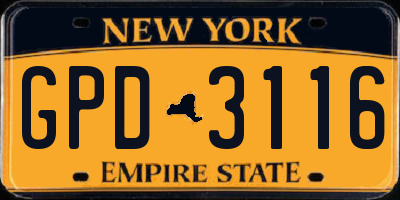 NY license plate GPD3116