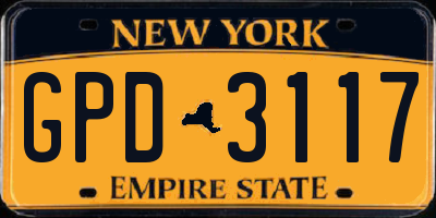 NY license plate GPD3117