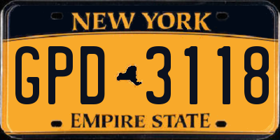 NY license plate GPD3118