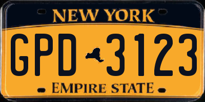 NY license plate GPD3123