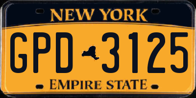 NY license plate GPD3125