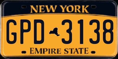 NY license plate GPD3138