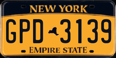 NY license plate GPD3139