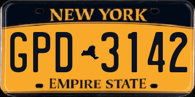 NY license plate GPD3142