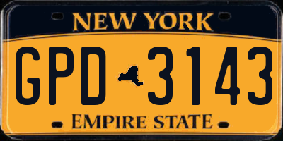 NY license plate GPD3143