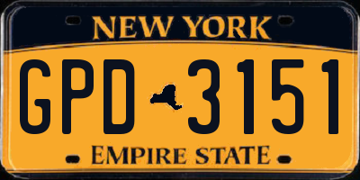 NY license plate GPD3151