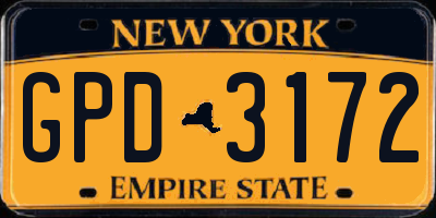 NY license plate GPD3172