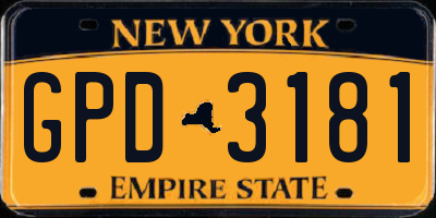 NY license plate GPD3181