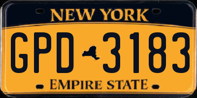 NY license plate GPD3183
